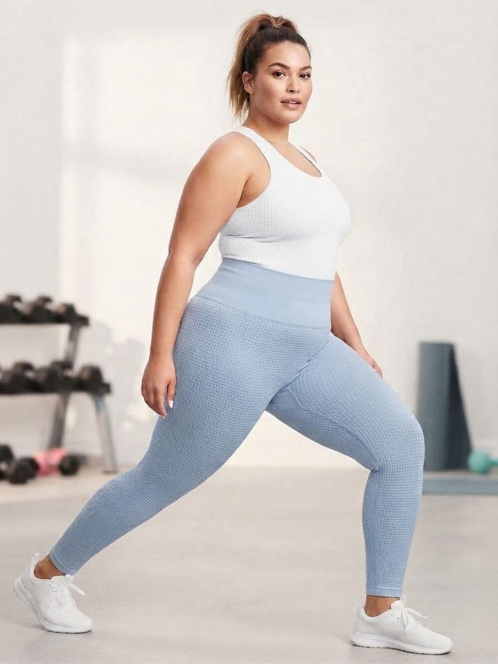 All in Motion Light Blue Waffle Textured High-Waisted Leggings size xl
